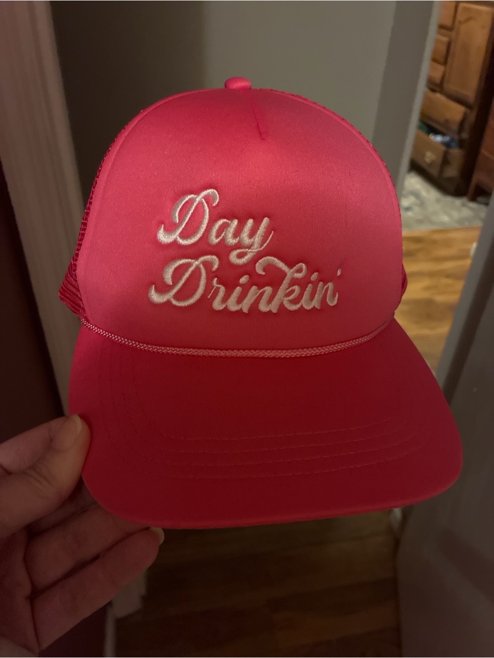 Source Unknown Hot Pink Trucker Hat with White Embroidered 'Day Drinkin''